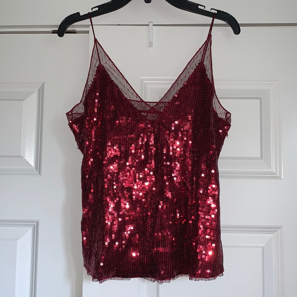 Free People Red Sequin Camisole